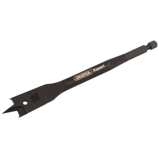 Draper Expert Flat Wood Bit 18mm 6mm 1/4 Hex Shank Precision Central Point 17542