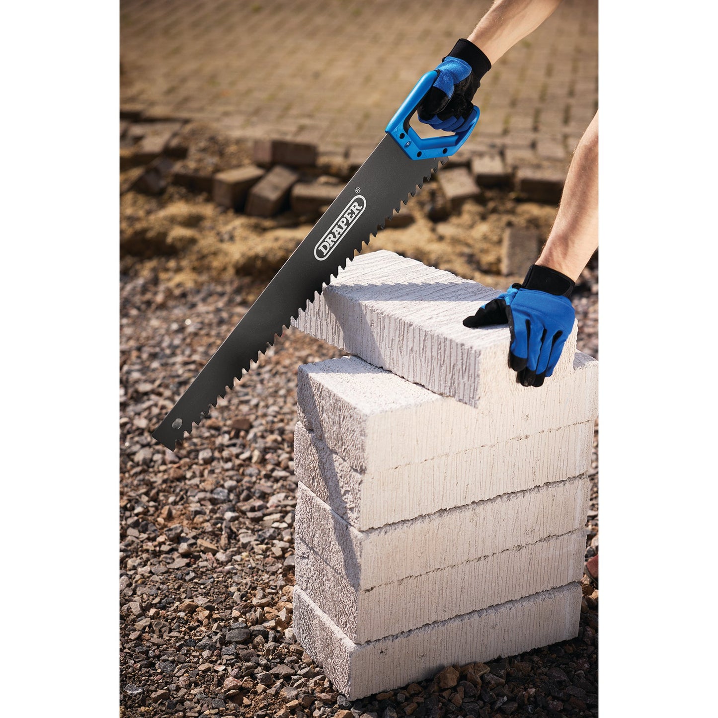 Draper Concrete Block Stone Saw 650MM 1.4tpi Carbon Steel Blade Soft Grip 18111