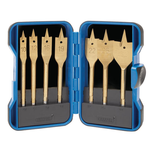 Draper Titanium Nitride Coated Flat Wood Drill Bit Set 7 Piece 18560