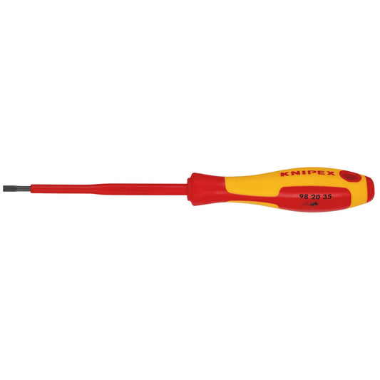 KNIPEX VDE Insulated Slotted Screwdriver 3.5 x 100mm Anti Roll Handle 98 20 35
