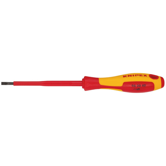 KNIPEX VDE Insulated Slotted Screwdriver 4.0 x 100mm Anti Roll Handle 98 20 40