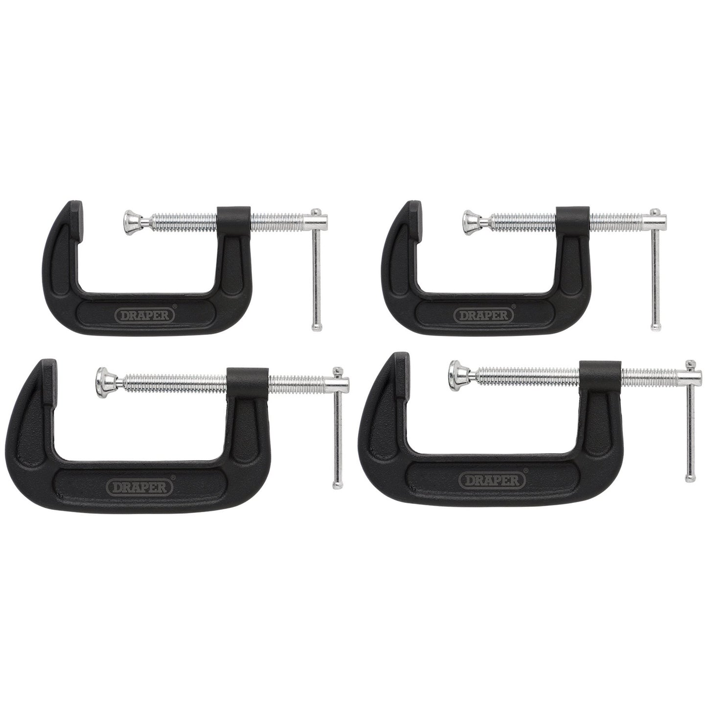 Draper Heavy Duty G-Clamp Set 4 Piece Capacity 76, 100mm Throat 50, 55mm 18992