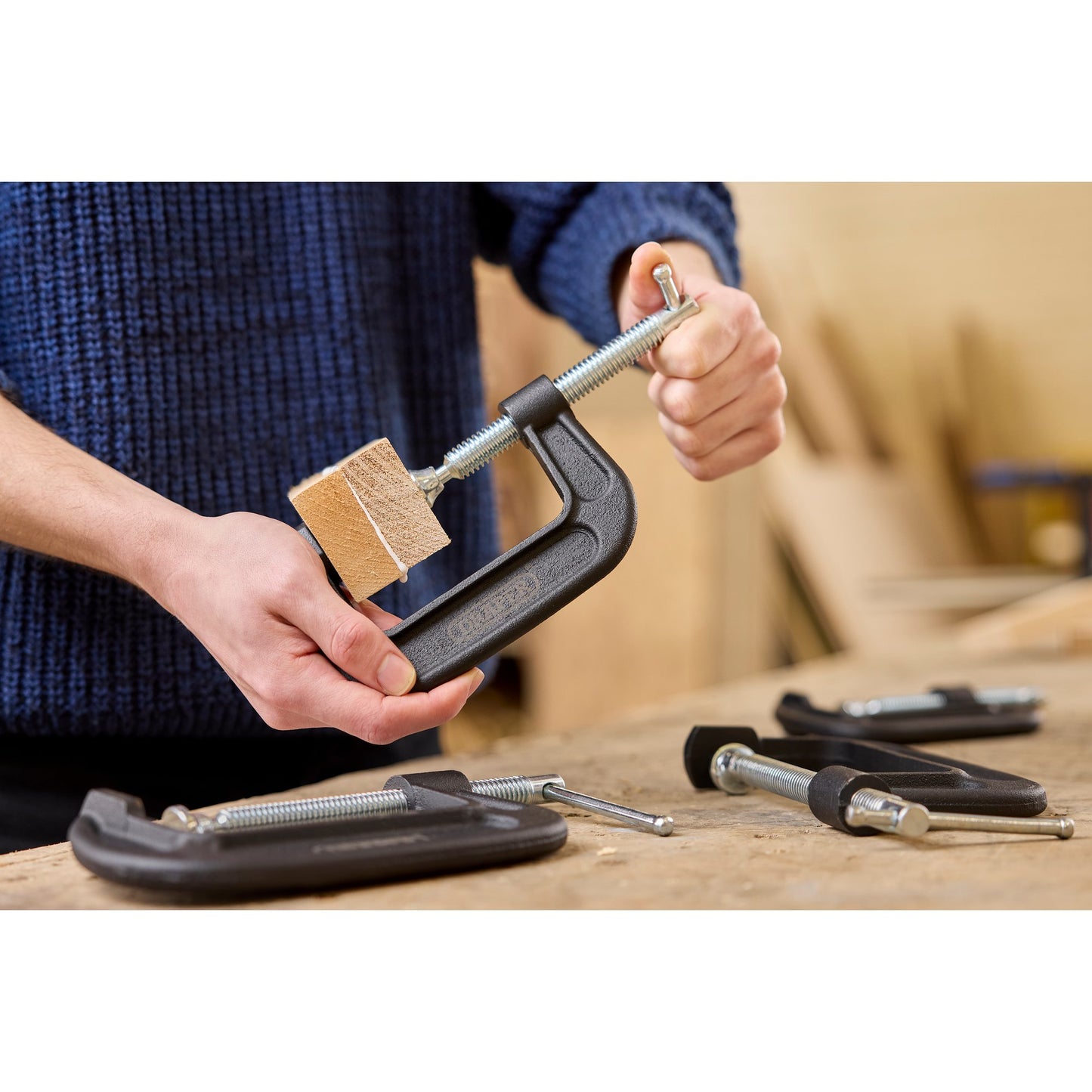 Draper Heavy Duty G-Clamp Set 4 Piece Capacity 76, 100mm Throat 50, 55mm 18992
