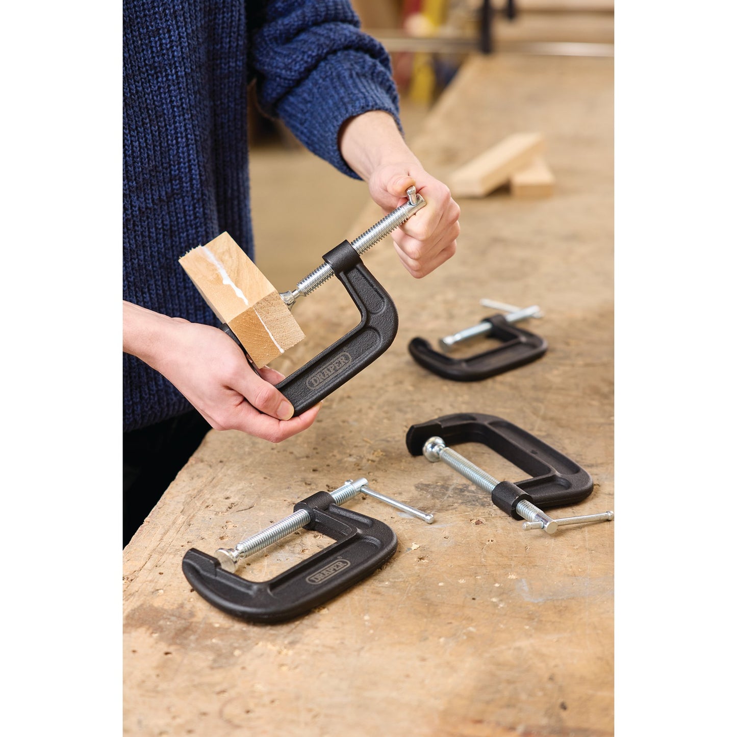 Draper Heavy Duty G-Clamp Set 4 Piece Capacity 76, 100mm Throat 50, 55mm 18992