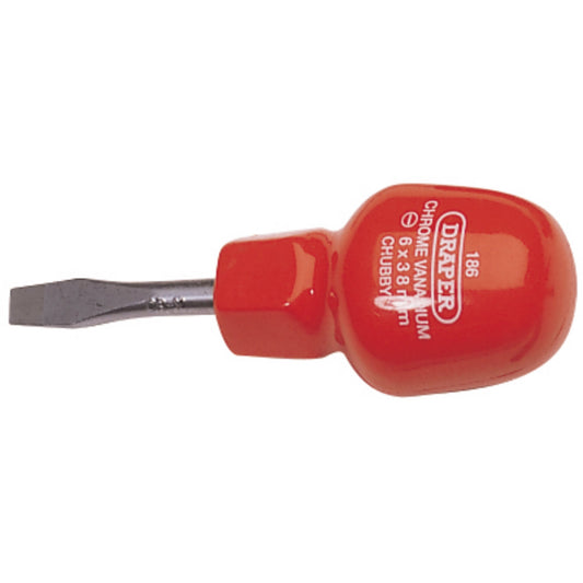 Draper Plain Slot Flared Tip Cabinet Pattern Chubby Screwdriver 6 x 38mm 19497