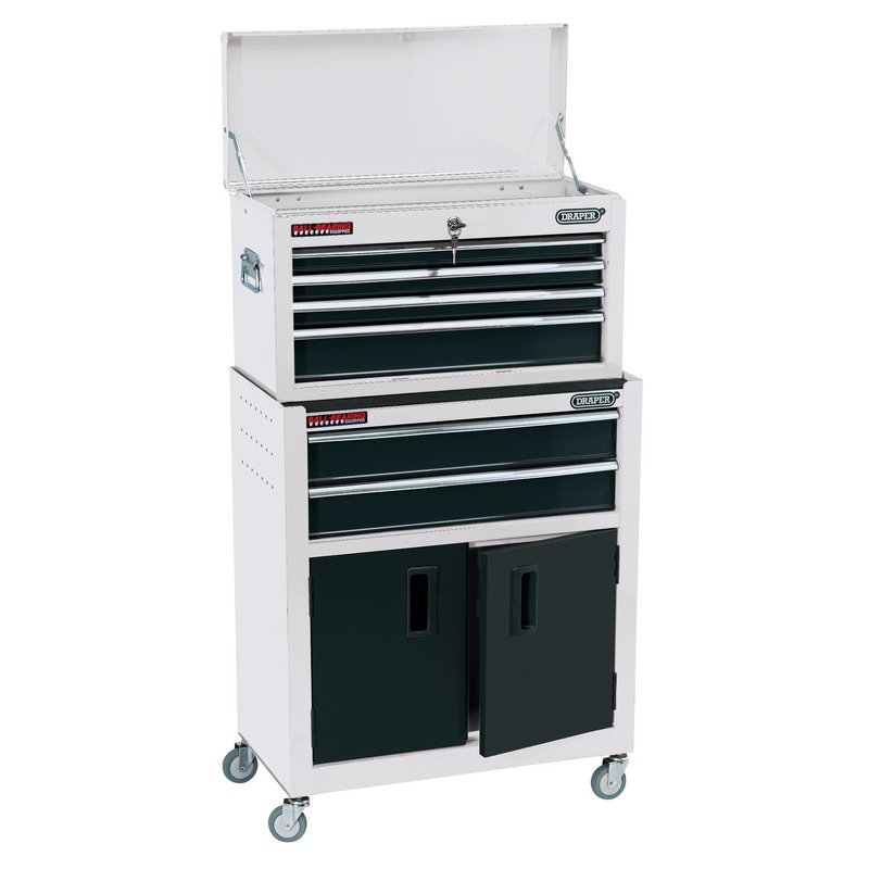 Draper Combined Roller Cabinet and Tool Chest 6 Drawer 24" White 19576