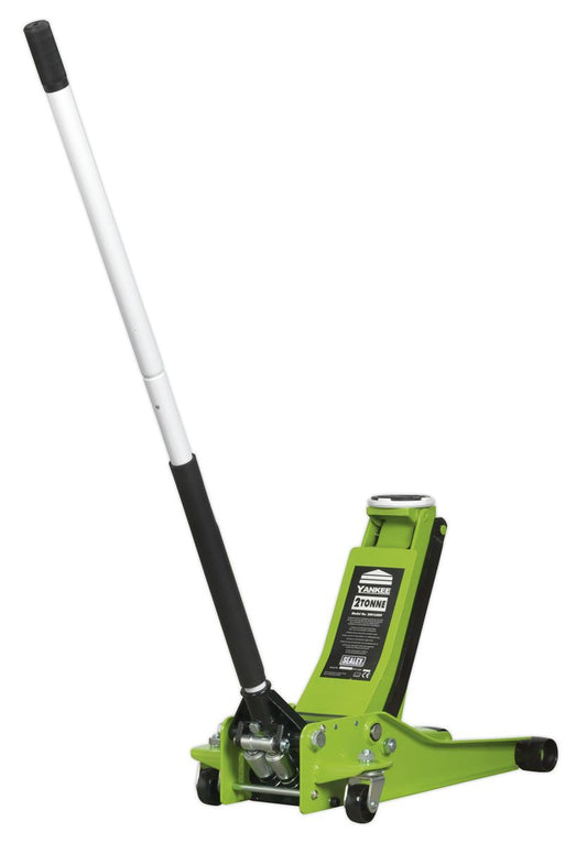 Sealey Trolley Jack 2.25 Tonne Low Profile Rocket Lift Hi-Vis Green 2001LEHV