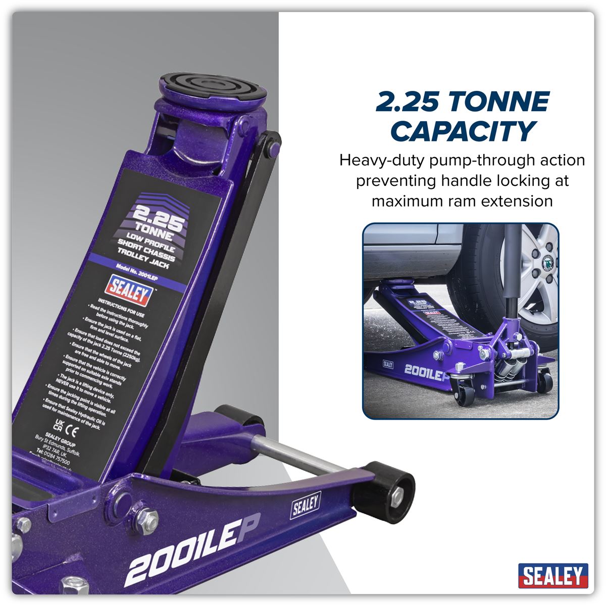 Sealey Purple Low Entry Rocket Lift Trolley Jack 2.25 Ton Length 734mm 2001LEP