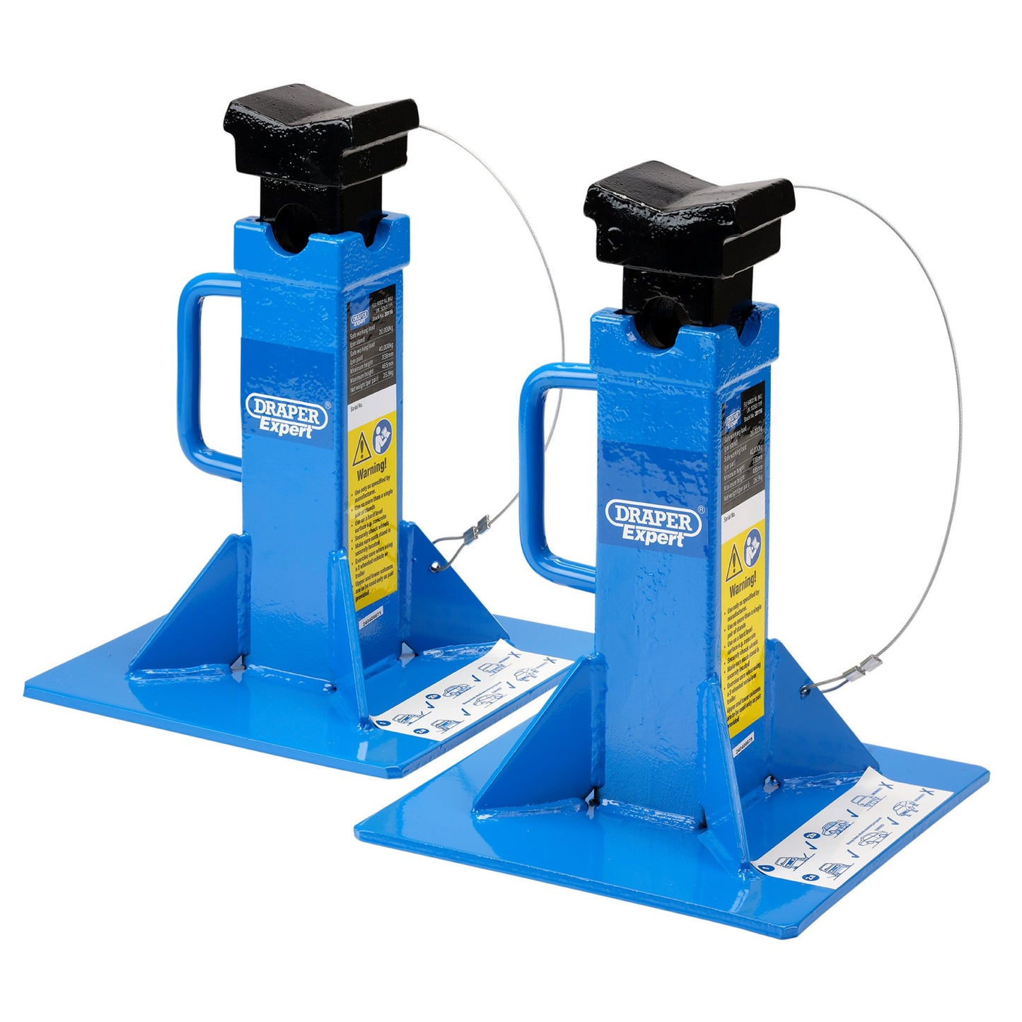 Draper Expert Heavy Vehicle Axle Stands 20 Tonne 1 Pair Height 338-485mm 20116