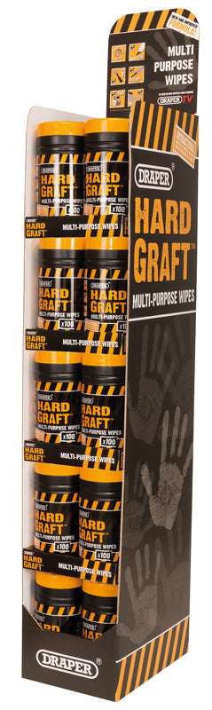 Draper Floor Standing Merchandiser of 30 Tubs of 100 Hard Graft Wipes 20414