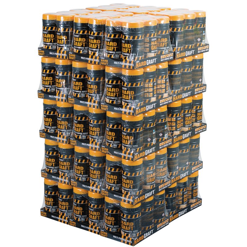 Draper Pallet of 180 Tubs of Multi Purpose Hard Graft Wipes (Tub of 100) 20483