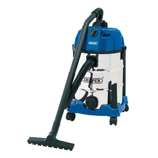 Draper Wet and Dry Vacuum Cleaner 230V with Stainless Steel Tank 30L 1600W 20523