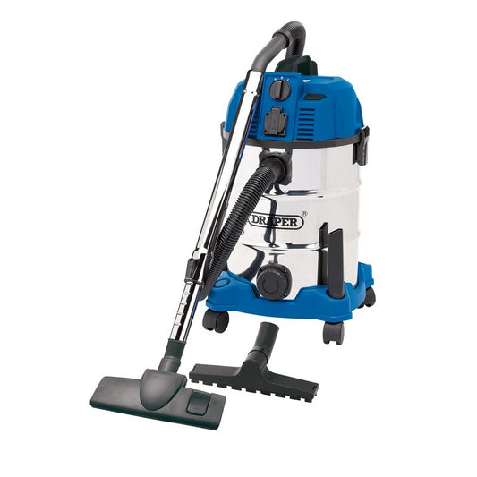 Draper 230V Wet and Dry Vacuum Cleaner Stainless Steel Tank 30L 1300W 20529