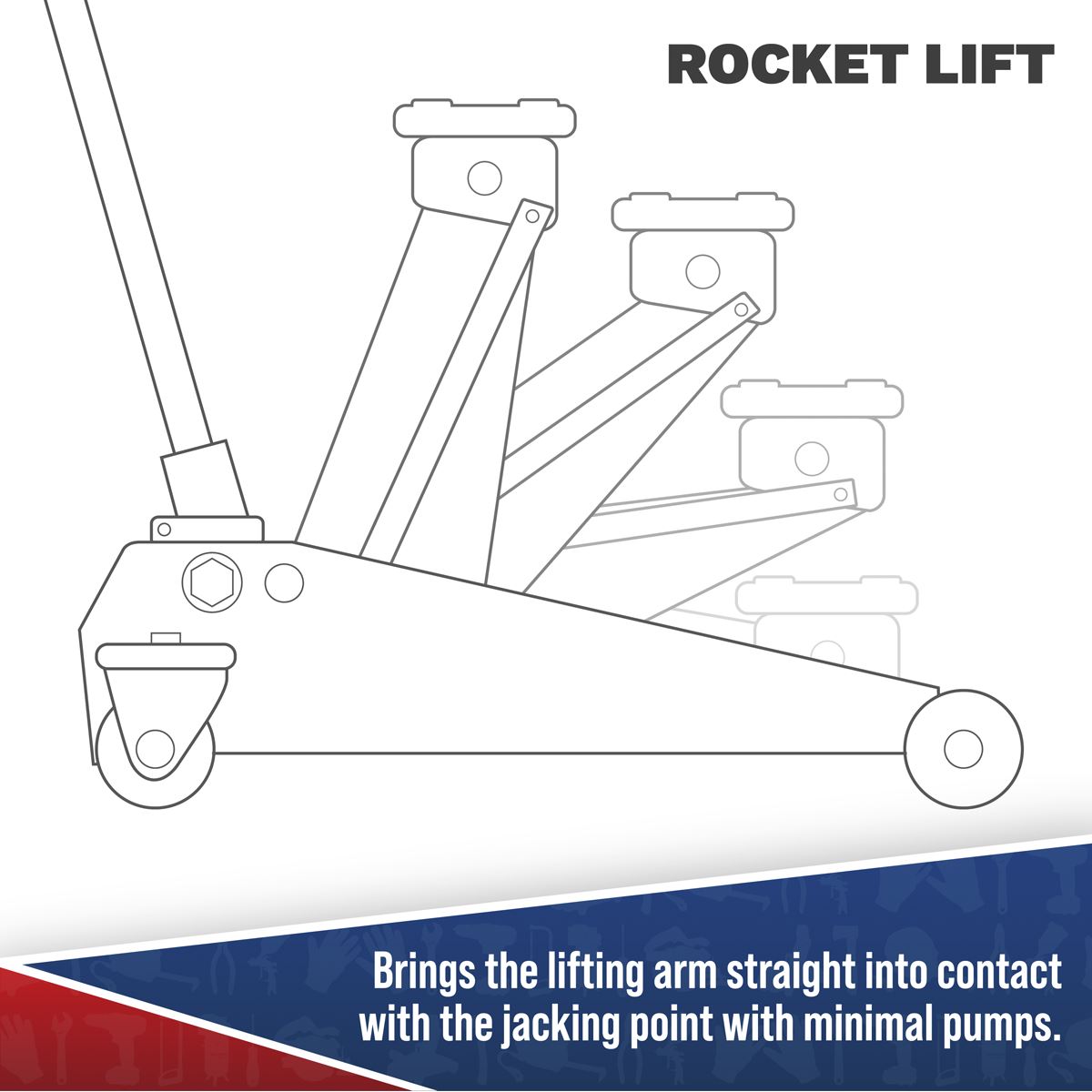 Sealey Viking Low Profile Professional Long Reach Trolley Jack 2 Tonne with Rocket Lift 2100TB