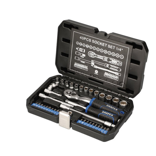 Draper Metric Socket Set 1/4"D 40 Piece Hexagon Standard Length 21441