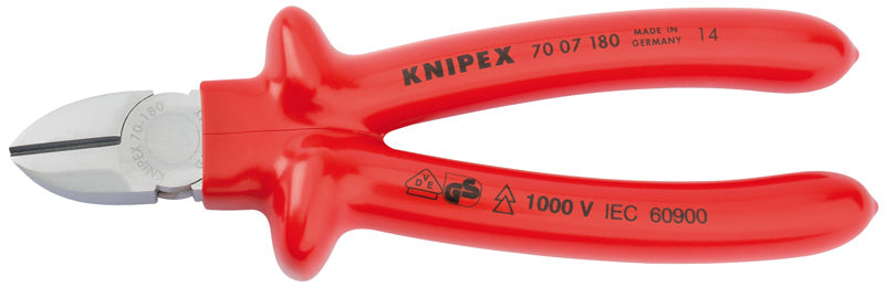 Knipex Diagonal Side Cutter 180mm Fully Insulated S Range 70 07 180