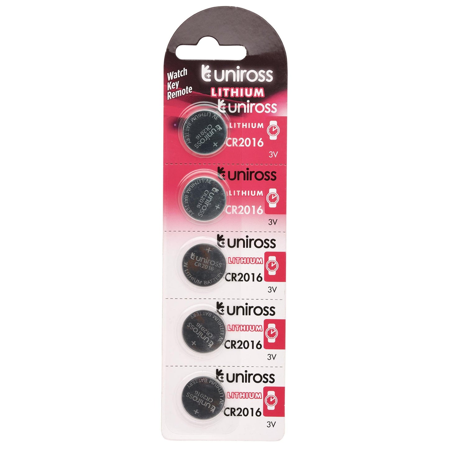 Uniross Lithium Coin Cell CR2016 Batteries (Pack of 5)