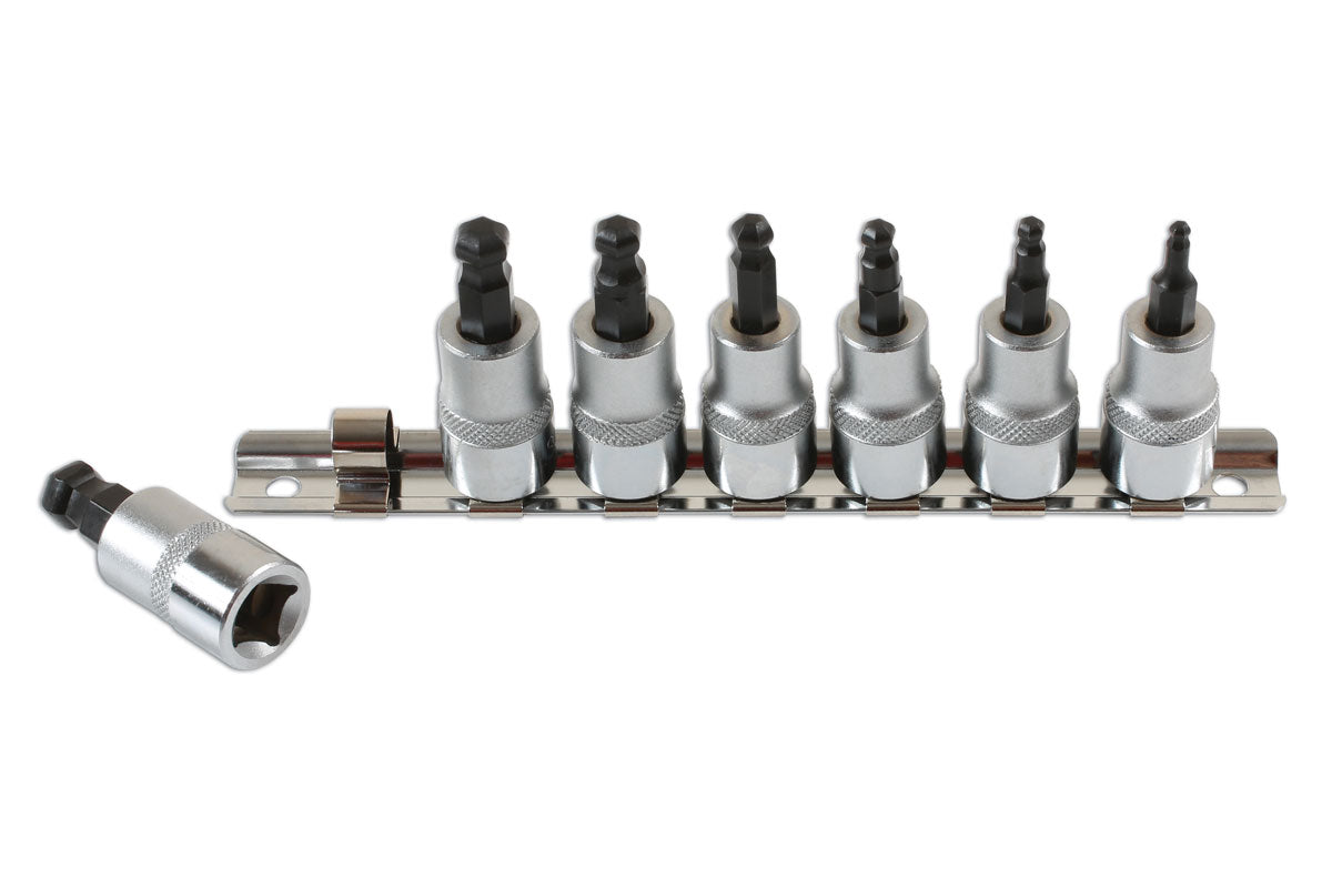 Laser Tools Ball End Hex Socket Bit Set 3/8"D 7pc 2179
