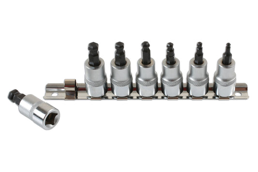 Laser Tools Ball End Hex Socket Bit Set 3/8"D 7pc 2179