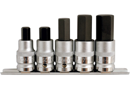 Laser Tools Hex Socket Bit Set 1/2"D 5pc 2197
