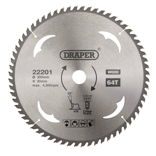 Draper TCT Circular Saw Blade for Wood  305 x 30mm 64T 22201