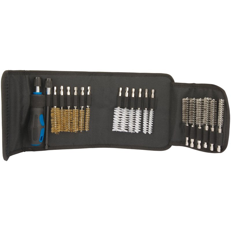 Draper Wire Brush Set 20 Pc Internal External Thread Cleaning Fold Up Case 22232