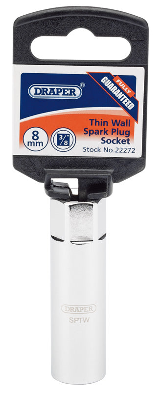 Draper 8mm Thread Thin Wall 12 Point Spark Plug Socket 3/8"D 14mm 22272