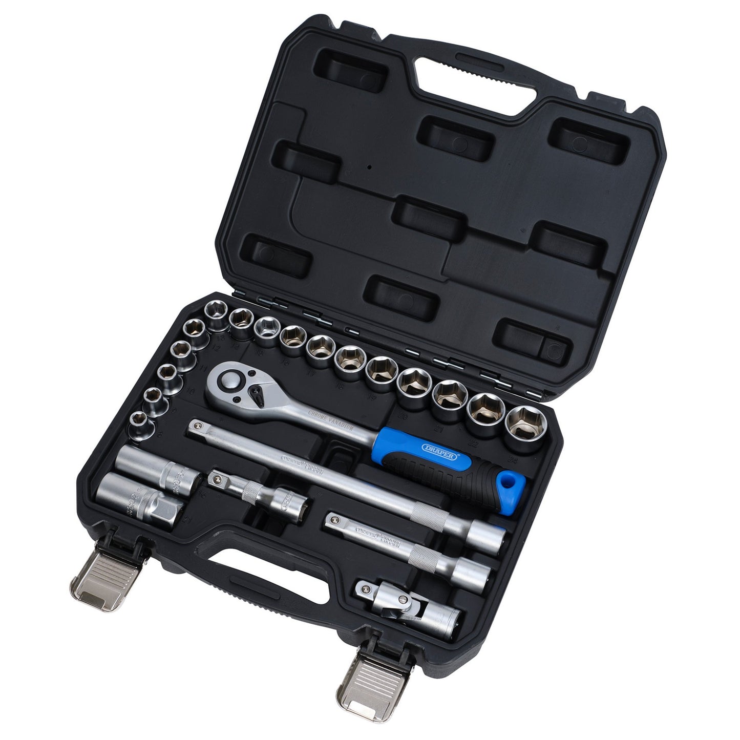 Draper HI-TORQ Metric Socket Set 1/2"D 23 Piece Standard Length 6 Point 24229
