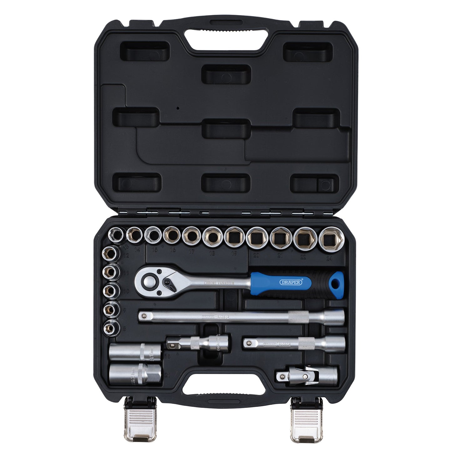 Draper HI-TORQ Metric Socket Set 1/2"D 23 Piece Standard Length 6 Point 24229