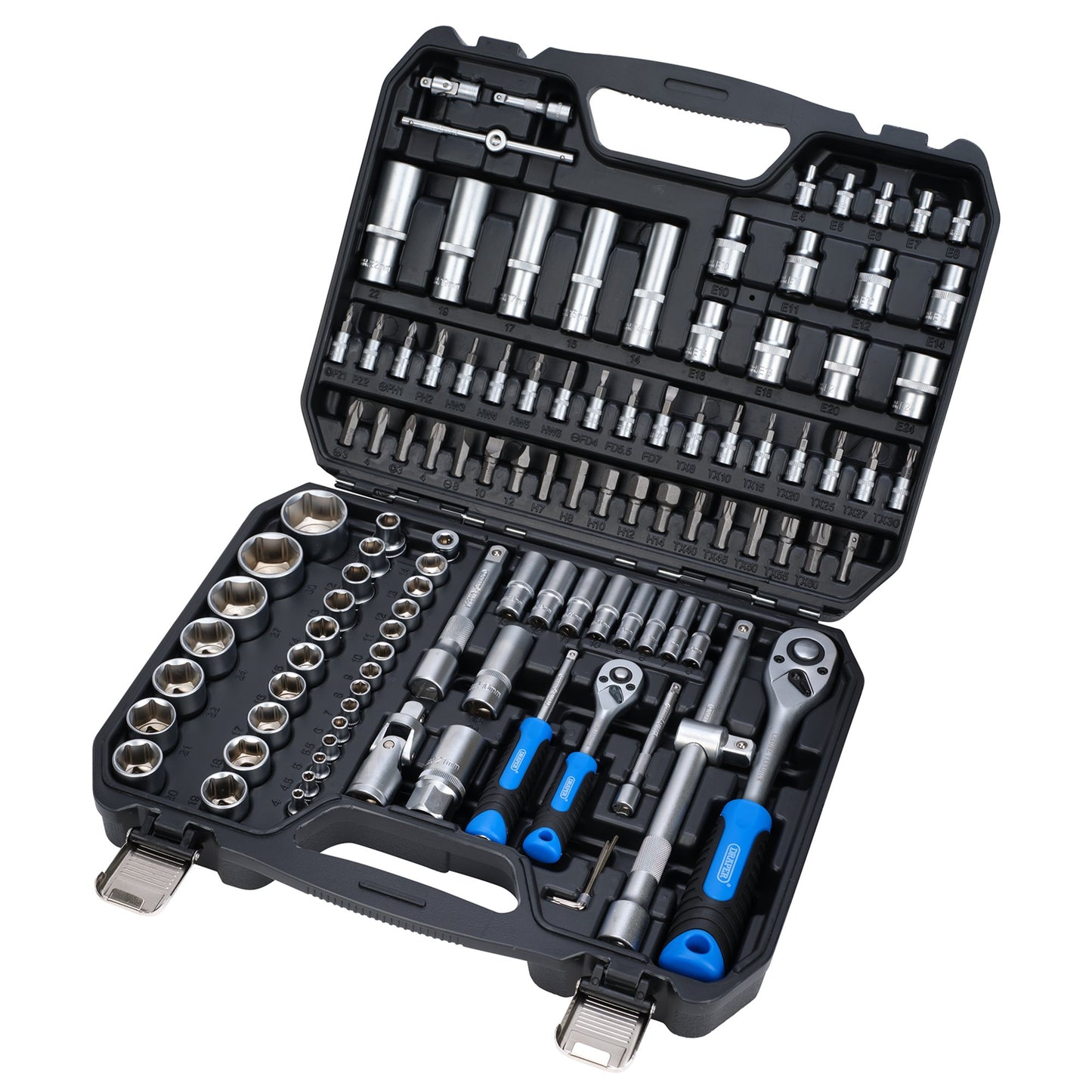 Draper HI-TORQ Metric Socket and Bit Set 1/4" and 1/2"D 110 Piece 24230
