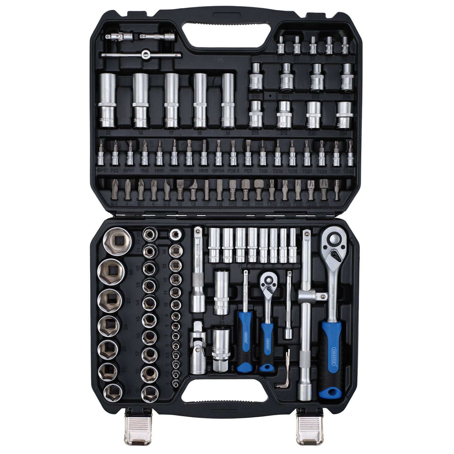 Draper HI-TORQ Metric Socket and Bit Set 1/4" and 1/2"D 110 Piece 24230