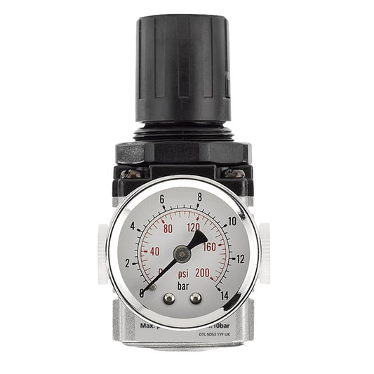Draper 1/4" BSP Regulator Unit With Gauge Inlet Pressure 15bar 220psi 24329