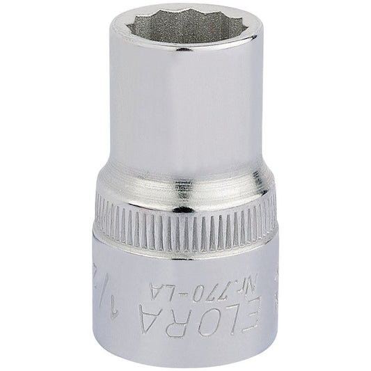 Elora Bi-Hexagon Socket 1/2"D 1/2" Chrome Plated Hardened And Tempered 24351