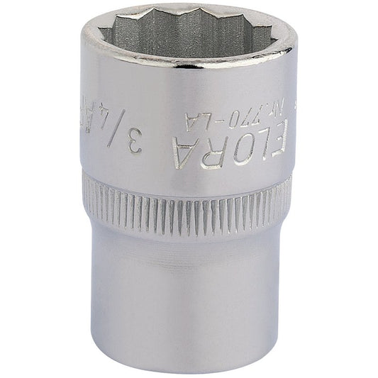 Elora Bi-Hexagon Socket 1/2"D 3/4" Chrome Plated Hardened And Tempered 24418