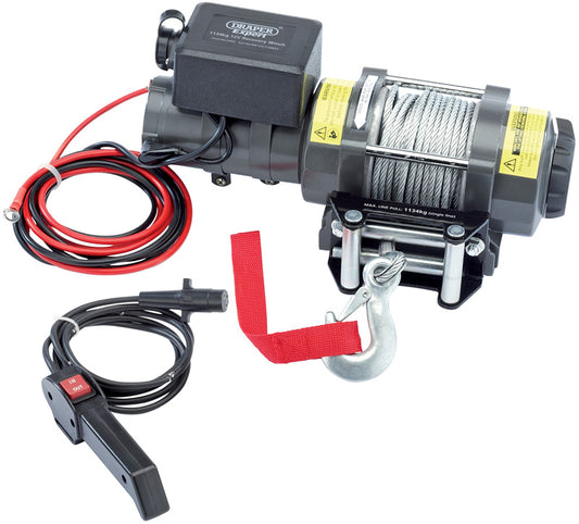 Draper Expert 12V Recovery Winch Mounts On Vehicle or trailer bed 1134kg 24441