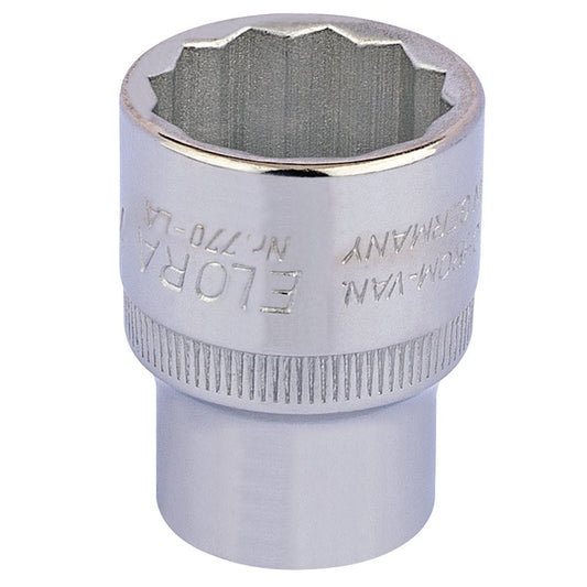 Elora Bi-Hexagon Socket 1/2"D 7/8" Chrome Plated Hardened And Tempered 24442