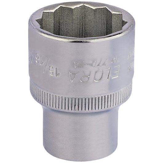 Elora Bi-Hexagon Socket 1/2"D 15/16" Chrome Plated Hardened And Tempered 24450