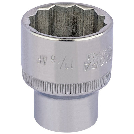 Elora Bi-Hexagon Socket 1/2"D 1.1/16" Chrome Plated Hardened And Tempered 24484