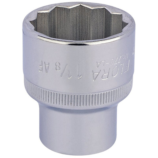 Elora Bi-Hexagon Socket 1/2"D 1.1/8"Chrome Plated Hardened And Tempered 24492