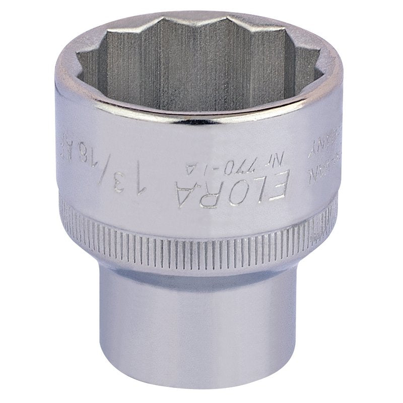 Elora Bi-Hexagon Socket 1/2"D 1.3/16" Chrome Plated Hardened And Tempered 24509
