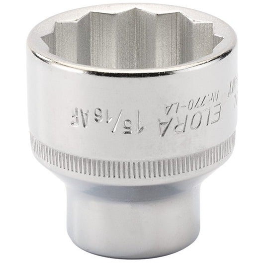 Draper HI-TORQ 1/2"D 1.5/16" 12 Point Chrome Socket Standard Length 24525