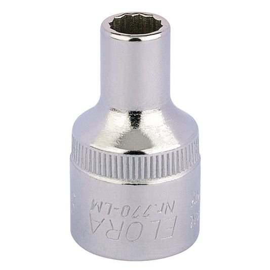 Elora Bi-Hexagon Socket 1/2"D 8mm Chrome Plated Hardened And Tempered 24533