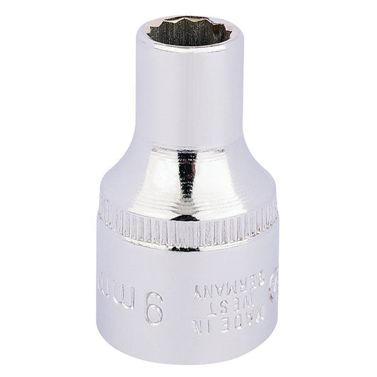 Elora Bi-Hexagon Socket 1/2"D 9mmChrome Plated Hardened And Tempered 24541