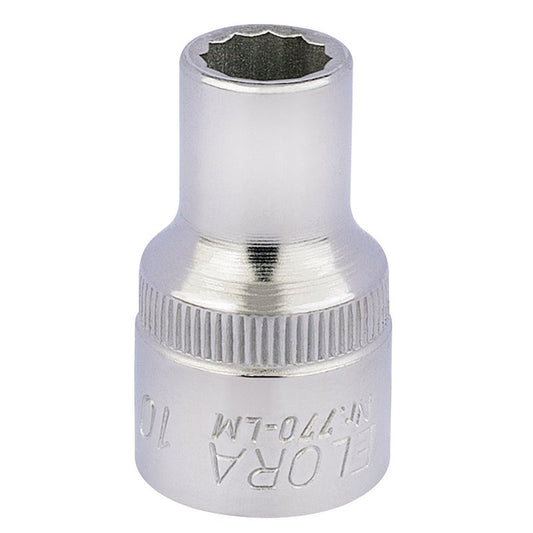 Elora Bi-Hexagon Socket 1/2"D 10mm Chrome Plated Hardened And Tempered 24559