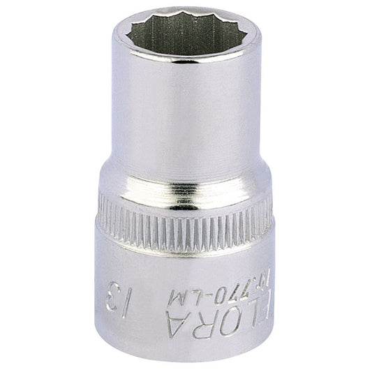 Elora Bi-Hexagon Socket 1/2"D 13mm Chrome Plated Hardened And Tempered