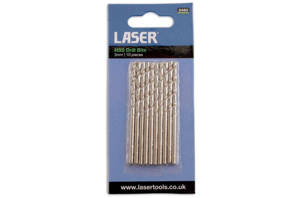 Laser Tools HSS Drill Bits 3mm 10pc 2460