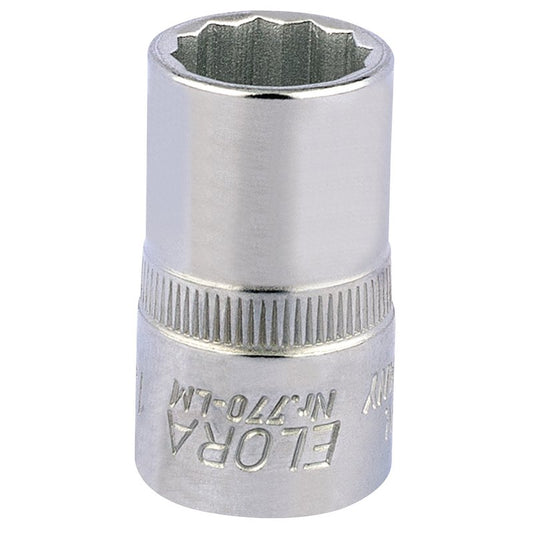 Elora Bi-Hexagon Socket 1/2"D 15mm Chrome Plated Hardened And Tempered 24608