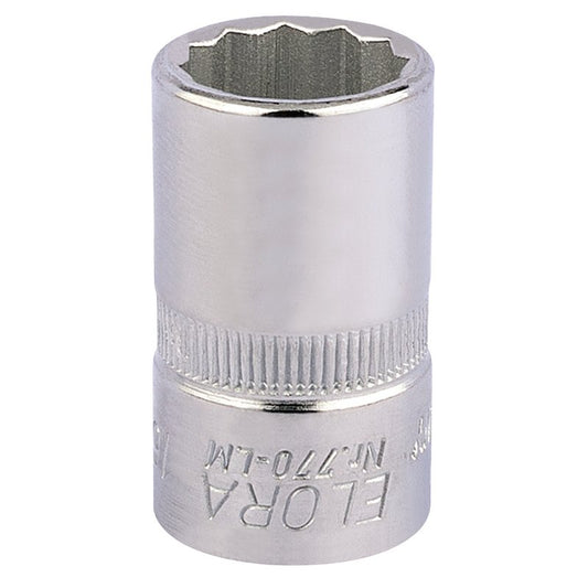 Elora Bi-Hexagon Socket 1/2"D 16mm Chrome Plated Hardened And Tempered 24616