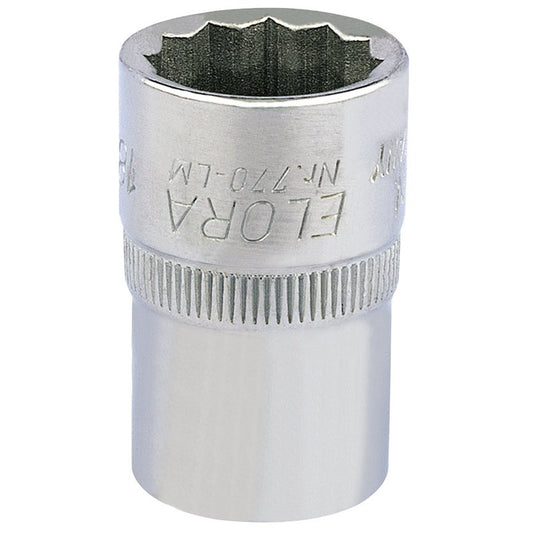 Elora Bi-Hexagon Socket 1/2"D 18mm Chrome Plated Hardened And Tempered 24632