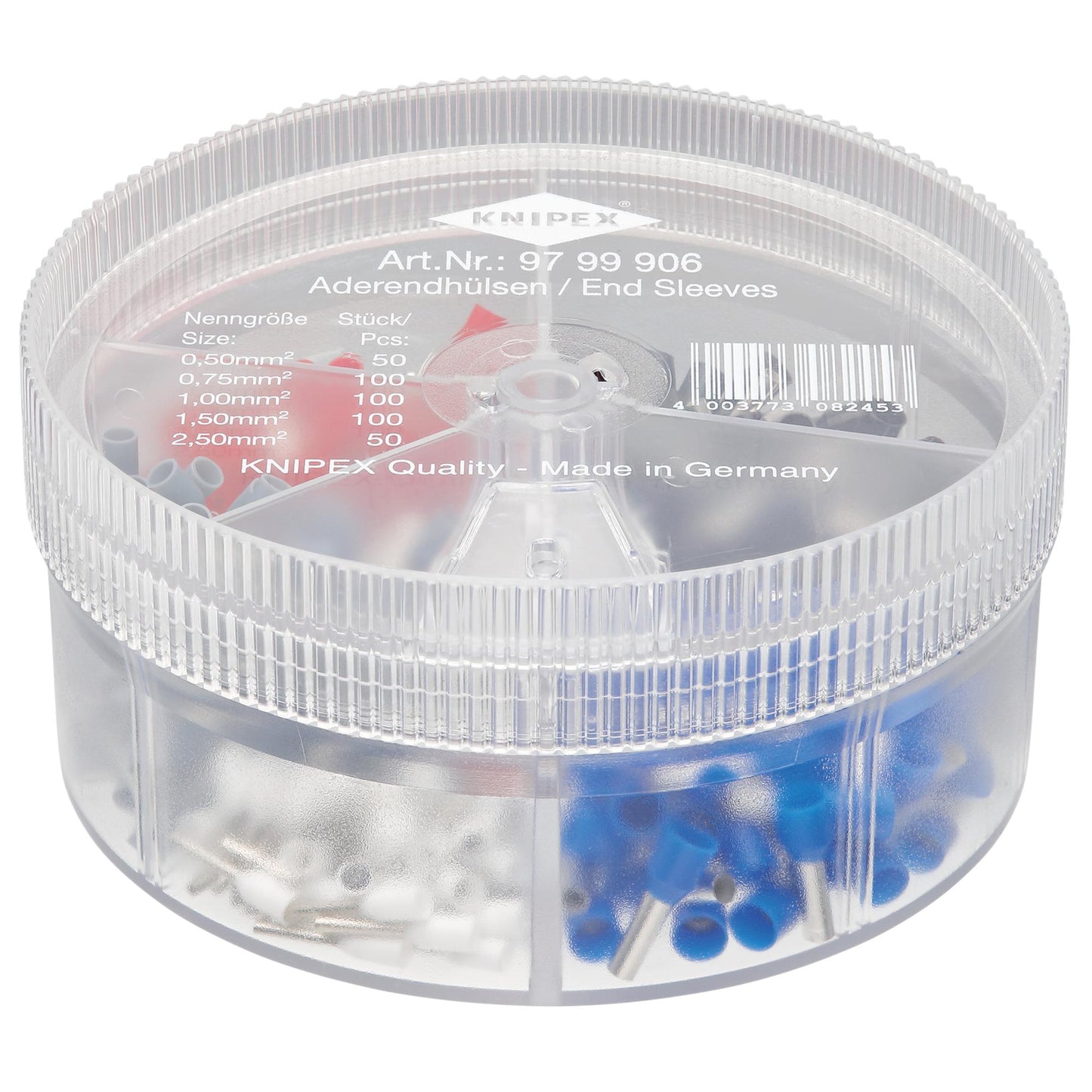 KNIPEX 97 99 906 Assortment Boxes with 450 insulated Wire Ferrules 5 x Wire Ferrule Sets